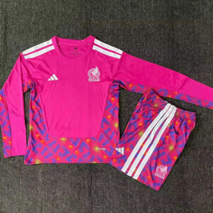 Camiseta México Niño Mundial 2026 Rosado Tinto Mangas Largas