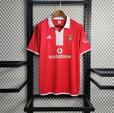 Camiseta retro vintage Benfica roja doble patrocinador Vodafone Espirito Santo Primeira Liga Portugal 2025/26 cuello polo blanco tejido transpirable anti sudor | kkgooles