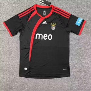 Camiseta segunda visitante Benfica negra patrocinador Meo Primeira Liga Portugal 2025/26 rayas rojas tejido Climacool transpirable anti sudor | kkgooles