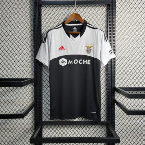Camiseta segunda visitante Benfica blanco negro doble patrocinador Moche Sagres Primeira Liga Portugal 2025/26 tejido Climacool transpirable anti sudor | kkgooles