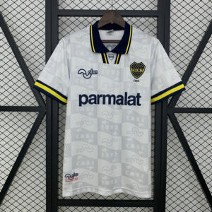 Camiseta segunda vintage Boca Juniors blanca patrocinador Parmalat marca Olan Liga Argentina 2025/26 estampado sutil CABJ tejido transpirable anti sudor | kkgooles
