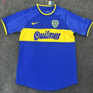 Camiseta retro local Boca Juniors azul amarilla patrocinador Quilmes Nike Liga Argentina 2025/26 tejido Dri-FIT transpirable anti sudor | kkgooles