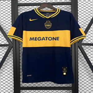 Camiseta retro local Boca Juniors azul oscuro amarilla patrocinador Megatone Nike Liga Argentina 2025/26 tejido Dri-FIT transpirable anti sudor | kkgooles