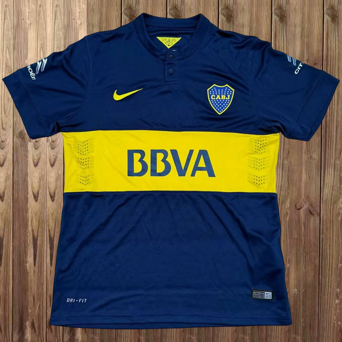 Camiseta retro local Boca Juniors azul oscuro amarilla patrocinador BBVA Nike Liga Argentina 2025/26 tejido Dri-FIT transpirable anti sudor | kkgooles