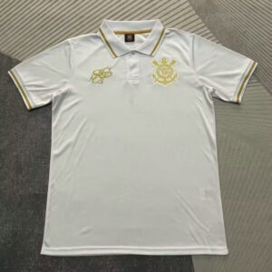 Corinthians Polo Conmemorativo 2026 Blanco Bordado Dorado Hombre