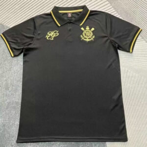 Corinthians Polo Conmemorativo 2026 Negro Bordado Dorado Hombre