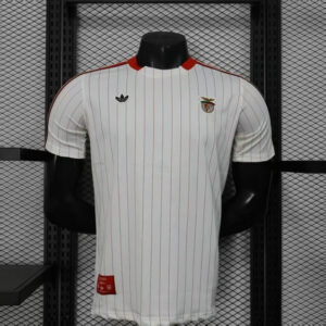 Benfica Camiseta Visitante Blanca Rayada Roja Adidas Trefoil Hombre