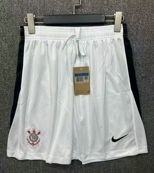 Corinthians Pantalón Corto Primera 2026 Blanco Paneles Negros Nike Hombre