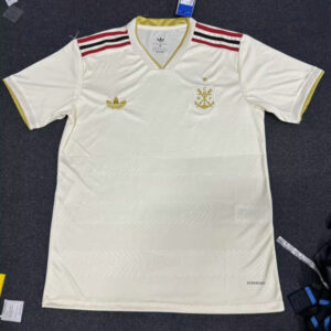 Camiseta Visitante Crema Flamengo Borde Dorado 2025 2026 Hombre