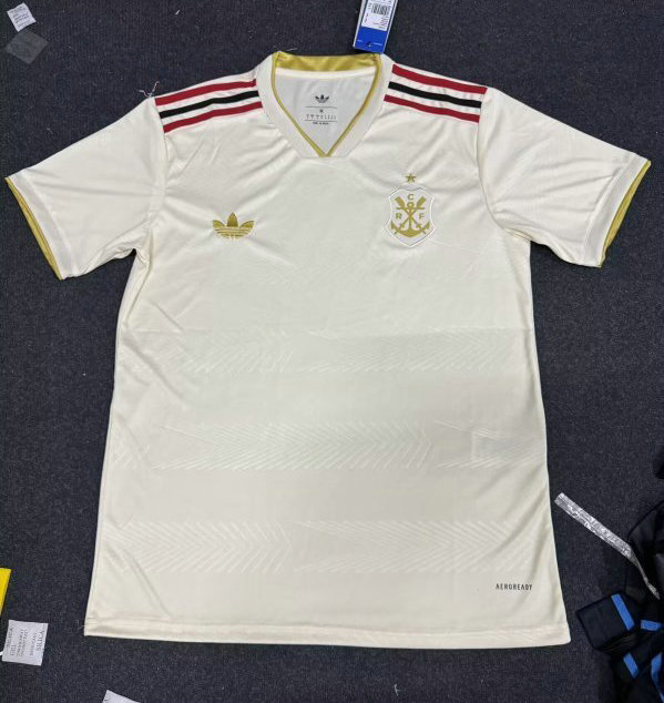 Camiseta Visitante Crema Flamengo Borde Dorado 2025 2026 Hombre